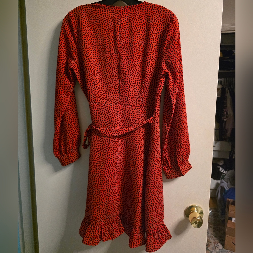 ViVI Red and Black Long Sleeve Dress - Picture 5 of 5
